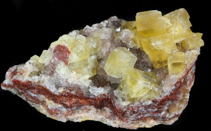 Lustrous, Yellow Cubic Fluorite Crystals - Morocco #44893